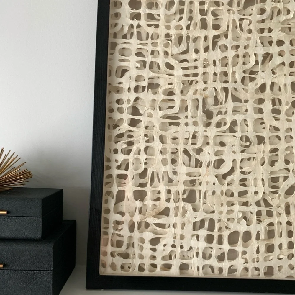 MCM‎ Organic Modern Wall Art in Paper and Muslin in a Shadowbox Frame linen
